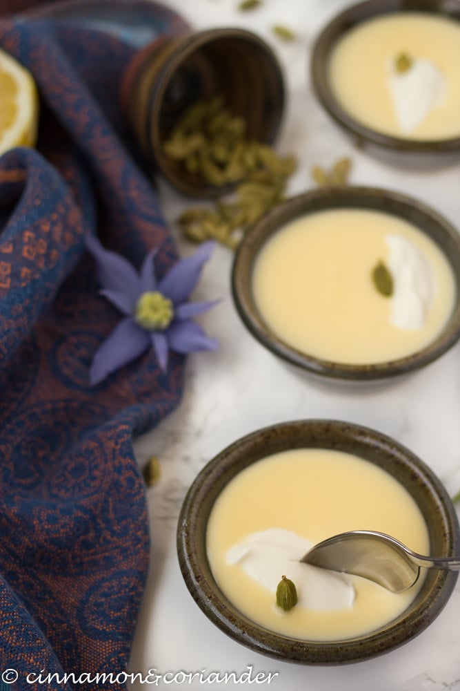 Lemon Cardamom Pudding with Greek Yogurt