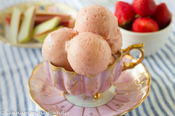 Strawberry Rhubarb Ice Cream Vegan Sugar-free