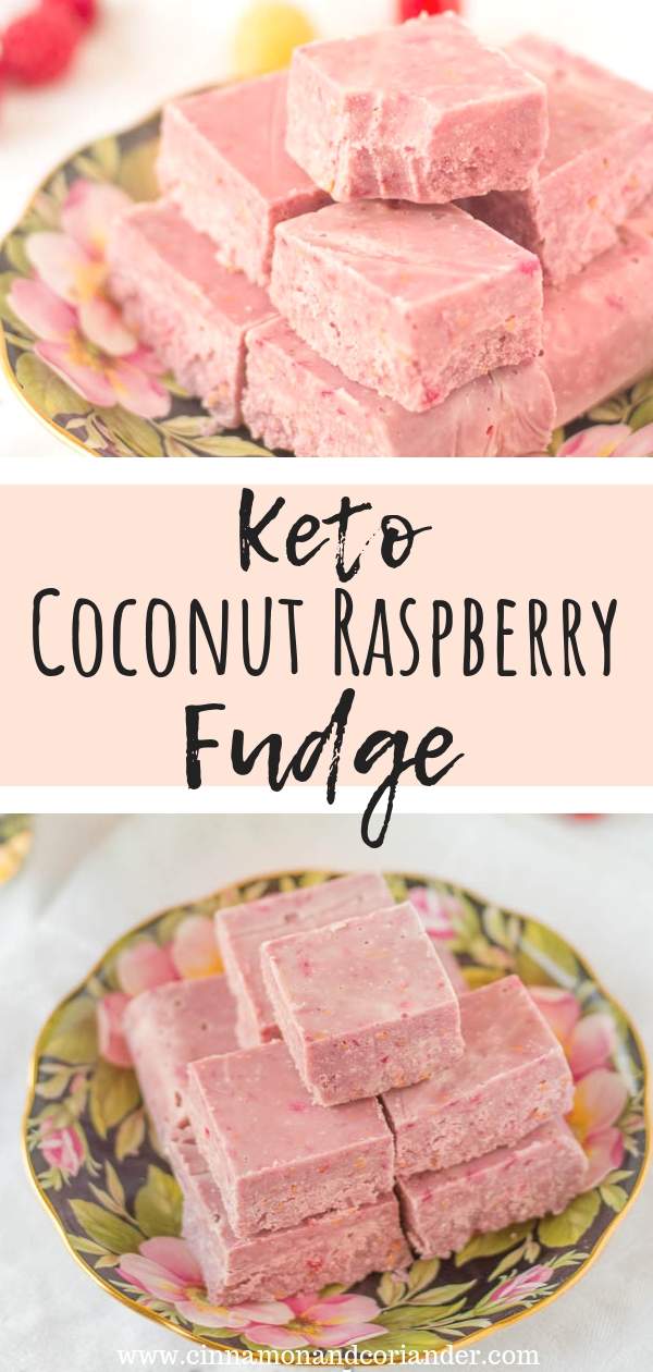 Vegan Raspberry Coconut Fudge - a sugar-free, paleo and vegan fudge recipe that is also keto diet-approved and gluten-free! Perfect as a healthy sweet treat for Valentine's Day! | paleo Valentine's Day treat | #valentinesday, #keto