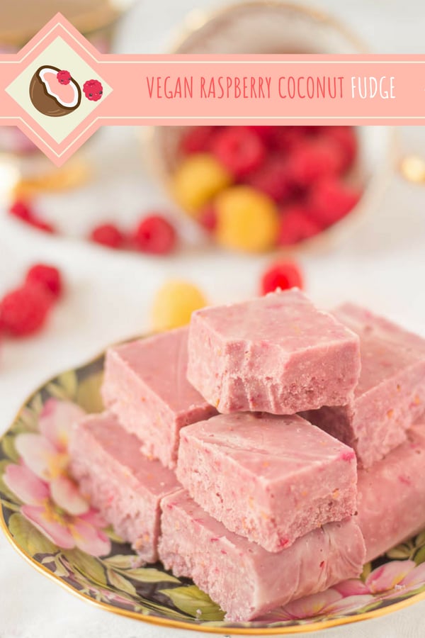 Vegan Raspberry Coconut Fudge - a sugar-free vegan fudge recipe #fudge, #keto
