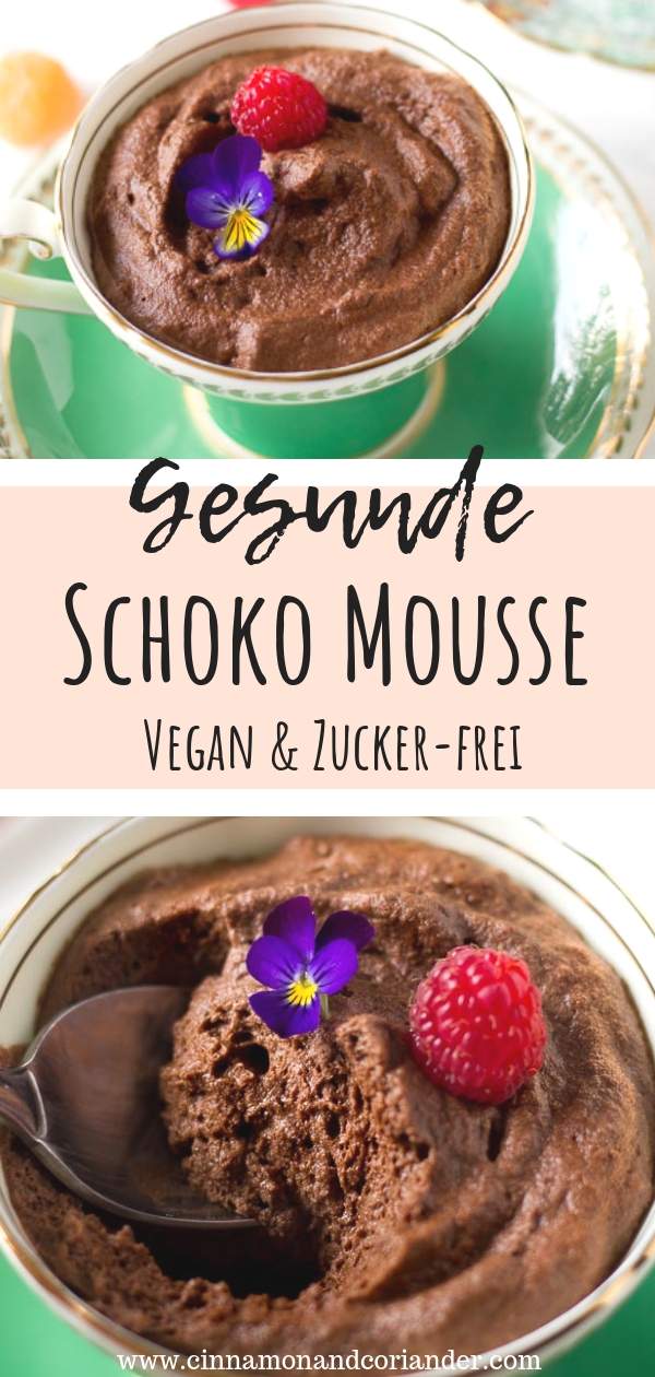 Vegane Schoko Mousse mit Aquafaba | das beste vegane Mousse au Chocolat Rezept ohne Ei und Zucker - absolut gelingsicher und perfekt als Nachtisch für Valentinstag oder Muttertag! | #einfach, #zuckerfrei