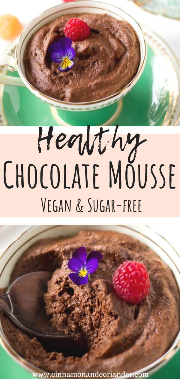 Aquafaba Chocolate Mousse ( Vegan &Sugar-free) | This recipe makes for the fluffiest, simply the best vegan chocolate mousse ever! It is easy to make, sugar-free vegan and insanely delicious! The perfect guilt-free chocolate dessert for Valentine's Day or Mother's Day! | #dairyfree #sugarfree,