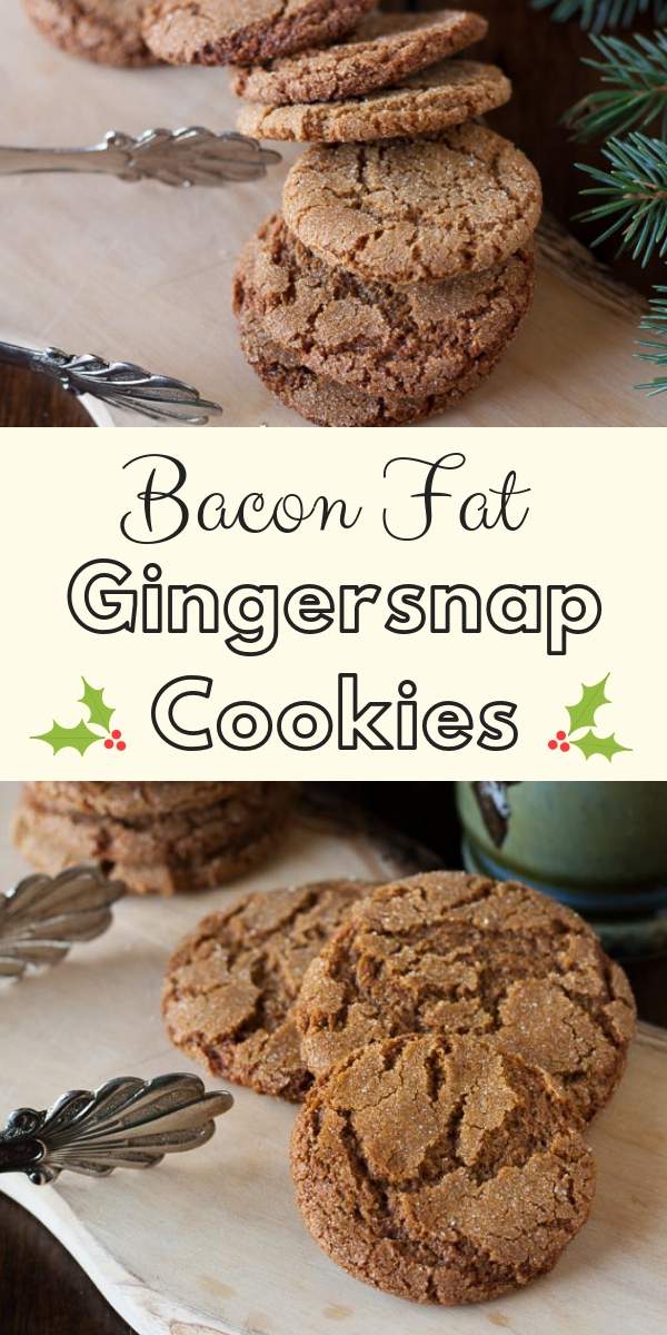 Bacon Fat Gingersnap Cookies - a smoky and spicy twist on a classic Christmas Cookie - crispy on the outside and chewy on the insides and dipped into sugar before baking for that extra crunch #gingersnaps, #christmascookies