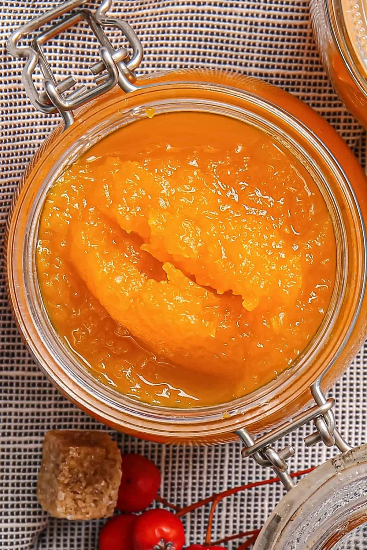 a jar of homemade pumpkin jam 