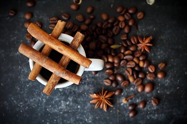 vier Stangen Ceylon Zimt auf einer Kaffe Tasse