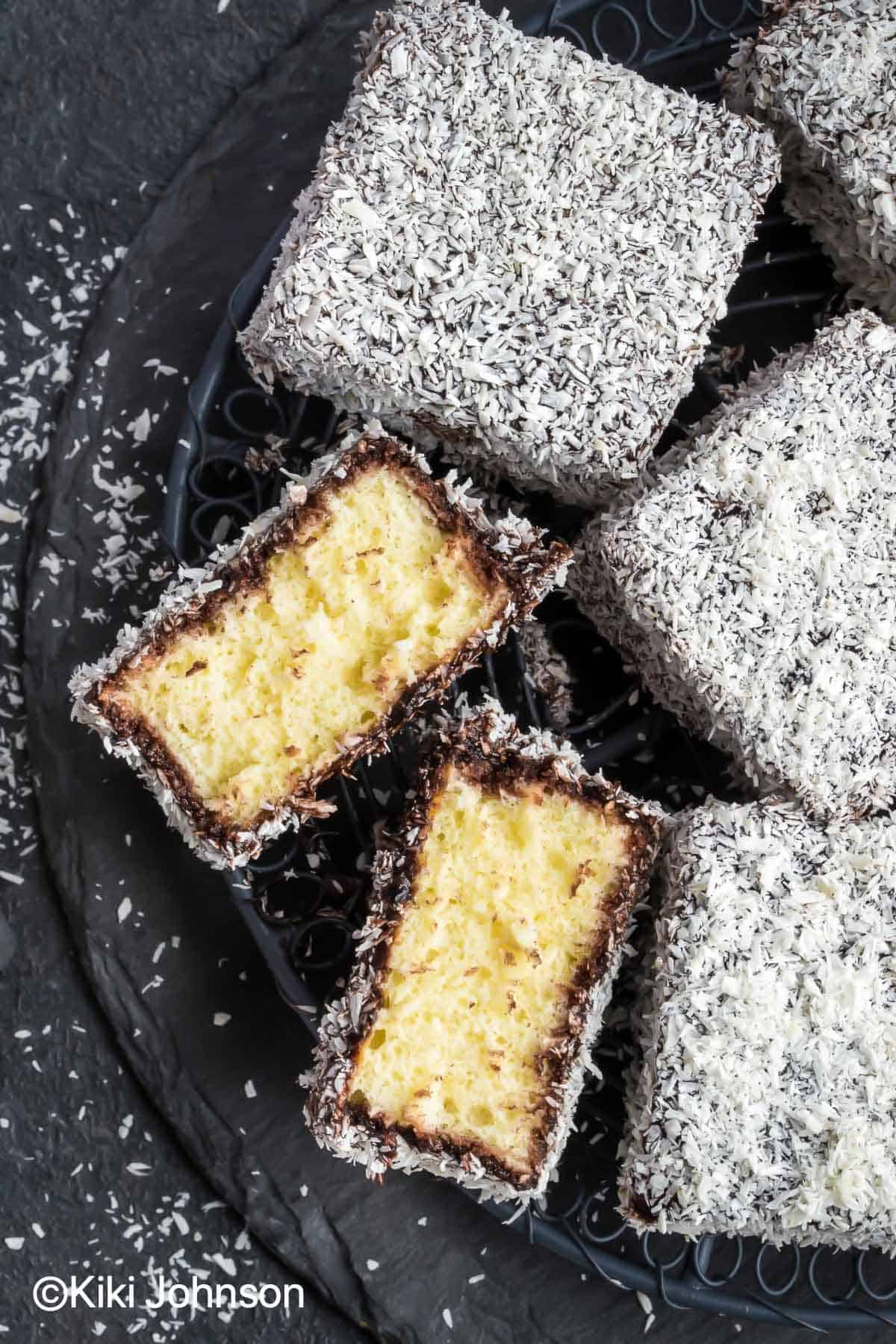 Croatian Čupavci Chocolate Coconut Cakes on a black plate