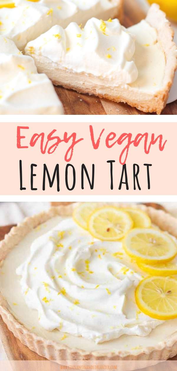 This easy Vegan Lemon Tart recipe with Coconut Whipped cream is the perfect dessert for Easter or Mother's Day Brunch! Refined sugar-free and so easy to make! It features a raw no-bake lemon filling and a crispy no-shrink Coconut Oil Crust #vegandesserts, #lemontart