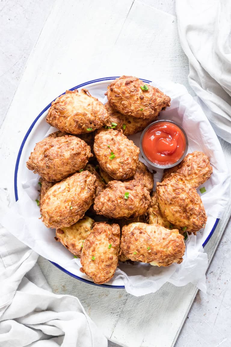 Vegan Air Fryer Tater Tots in a small bowl 