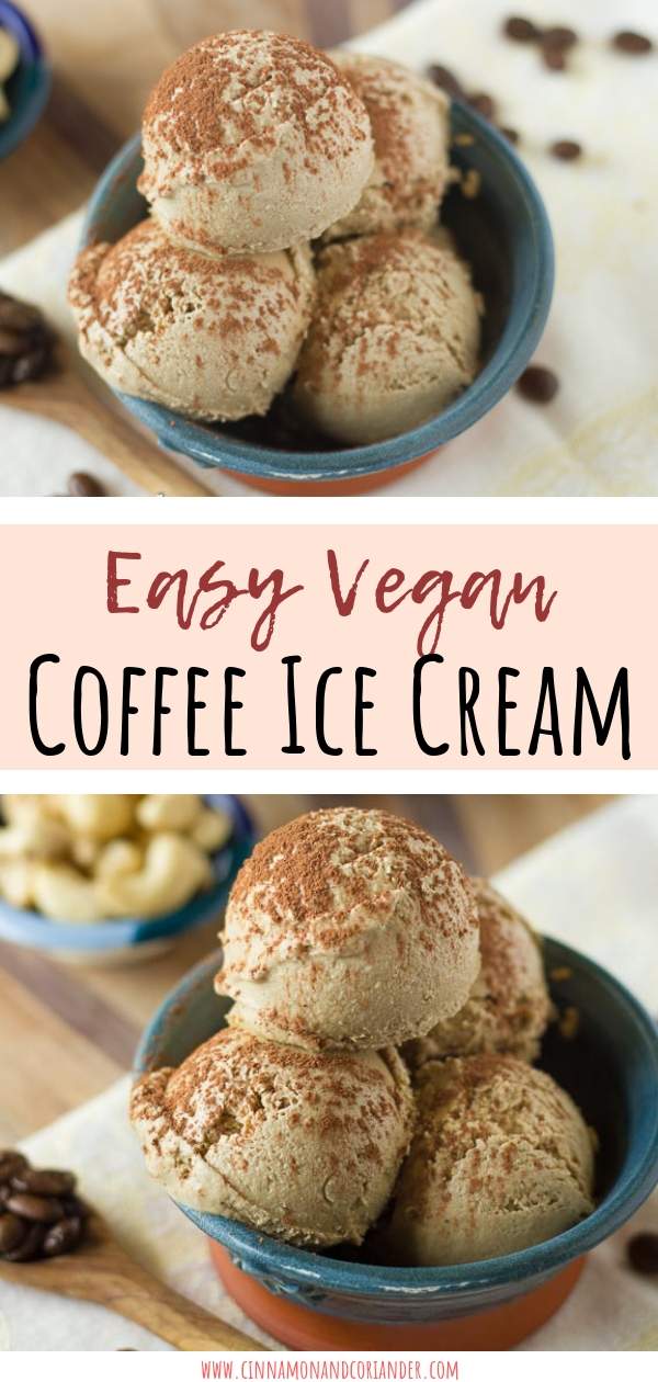 This easy Vegan Coffee Cashew Milk Ice Cream is so delicious - hands down the best dairy-free ice cream recipe out there. Plus, it's gluten-free, sugar-free and low-carb. Simply blend the cashew vanilla coffee base, churn it in your ice cream maker and done! #dessert #vegandesserts