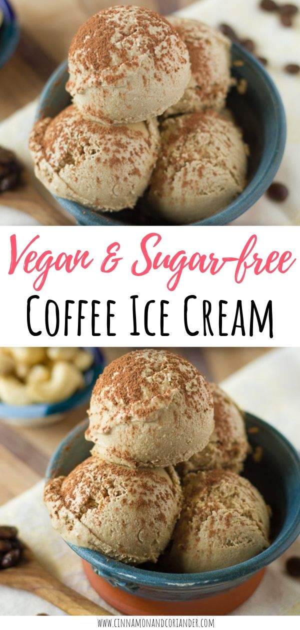 This easy Vegan Coffee Cashew Milk Ice Cream is so delicious - hands down the best dairy-free ice cream recipe out there. Plus, it's gluten-free, sugar-free and low-carb. Blend the cashew vanilla coffee base, churn it in your ice cream maker and done! #sugarfree #dairyfree #dessert #vegandesserts