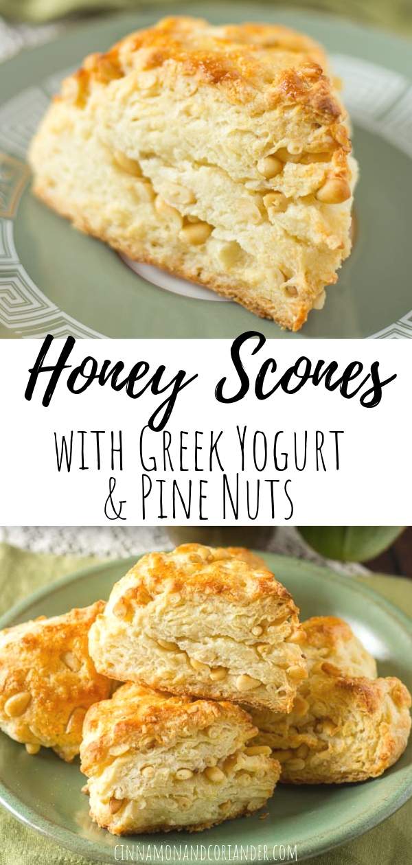 Honey Scones with Greek Yogurt with Pine Nuts - the best recipe for easy scones that are soft and tender on the inside and crispy on the outside! Follow my simple instructions to make this popular British breakfast and brunch treat #brunchideas #breakfastrecipes
