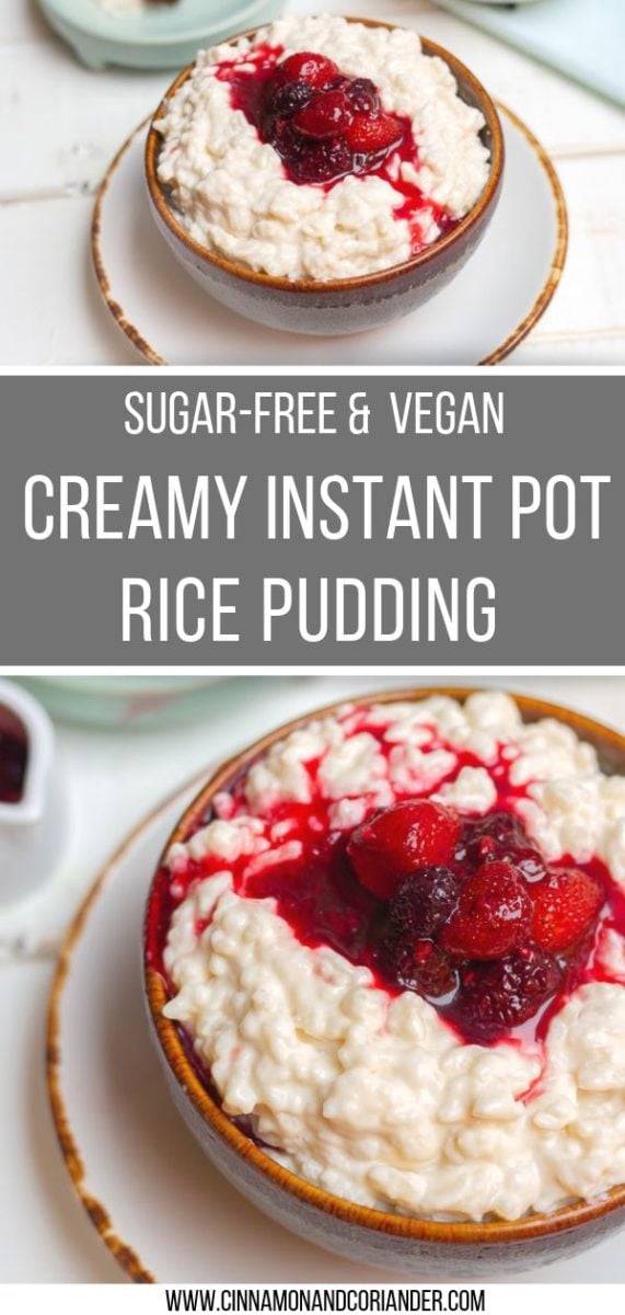 healthy vegan Instant Pot Rice Pudding Pinterest Graphic