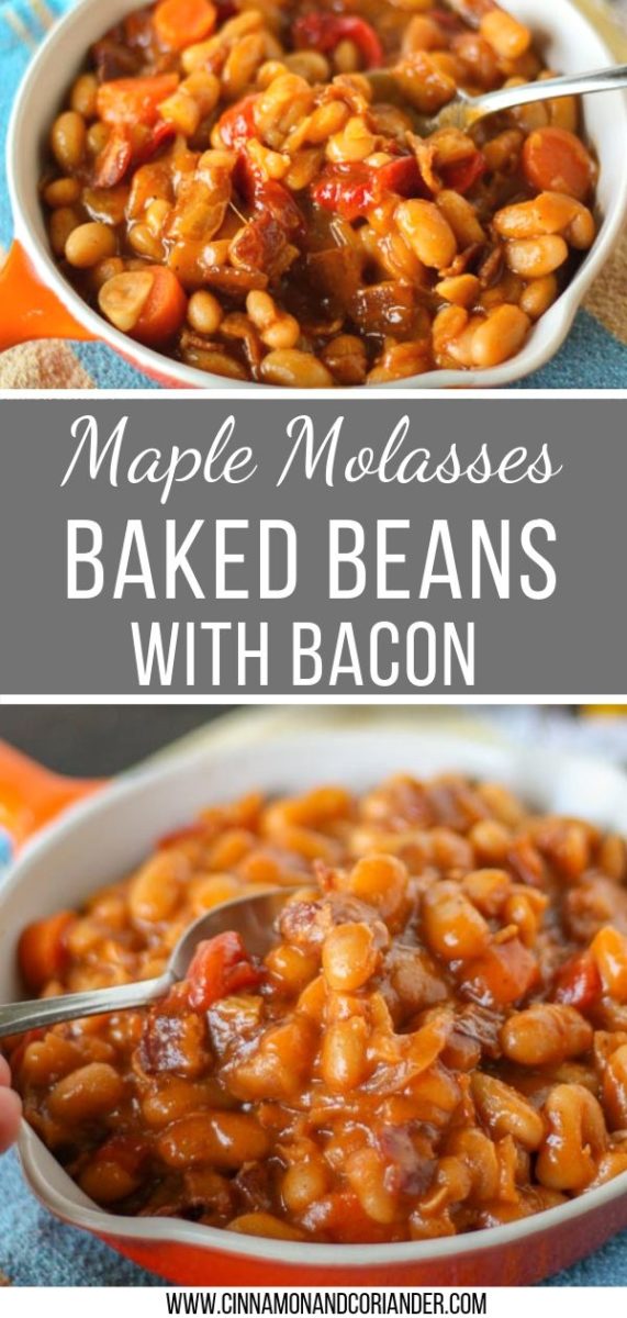 Maple Molasses Baked Beans with Bacon Pinterest Graphic