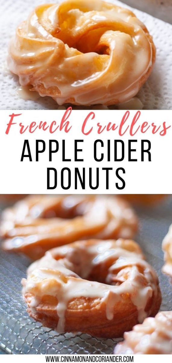 Apple Cider Donuts (French Crullers) Recipe Pinterest Graphic
