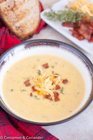 Beer and Cheddar Cheese Soup Recipe with Bacon - Cinnamon&Coriander