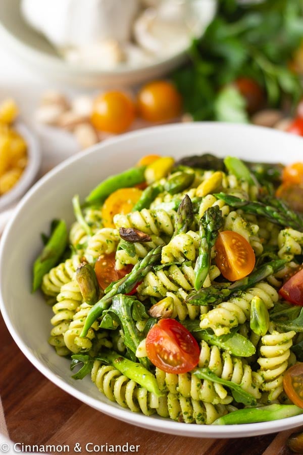 Pistachio Pesto Pasta Salad Recipe with Asparagus