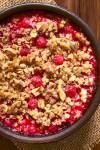 overhead shot of vegan red currant crumble