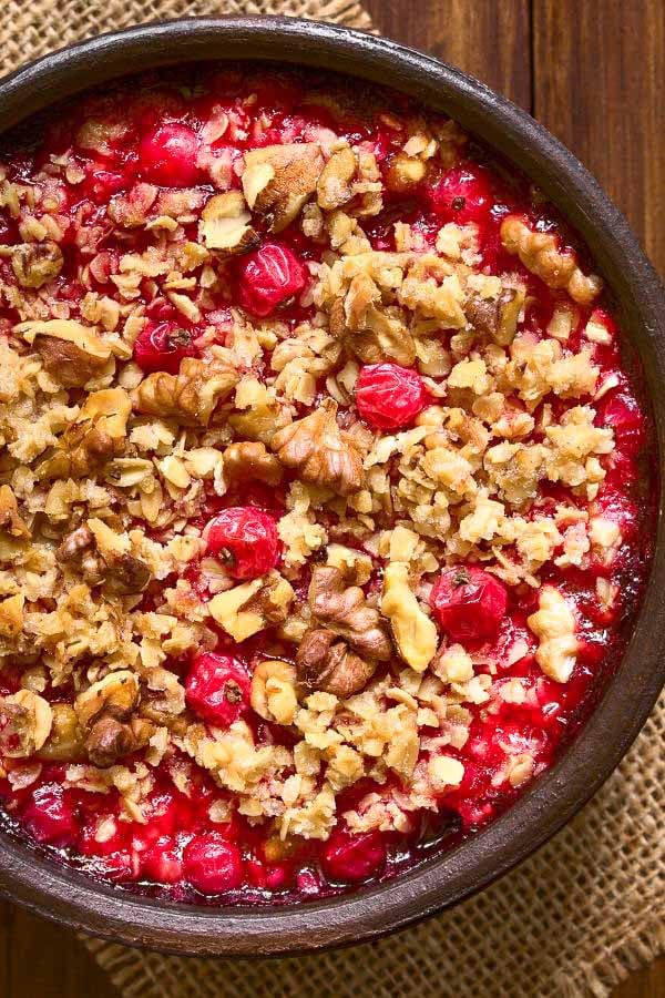 Vegan Red Currant Crumble Recipe with Walnut Crumble Topping