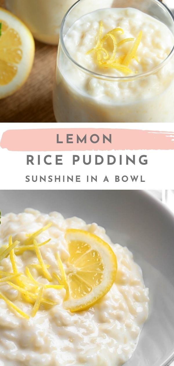 creamy lemon rice pudding pinterest pin