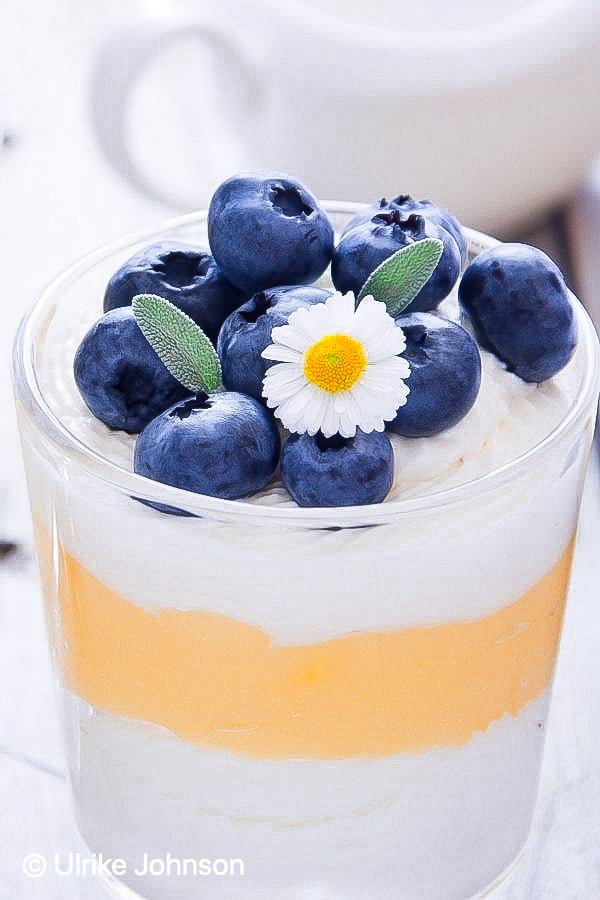 traditional German Easter dessert made with quark and egg liqueur advocaat in a dessert glass