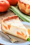 a slice of authentic German Cheesecake with Mandarin Oranges, sour cream and Quark