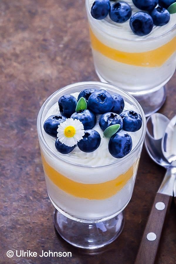 layered mascarpone quark yogurt parfaits layered with egg liqueur 