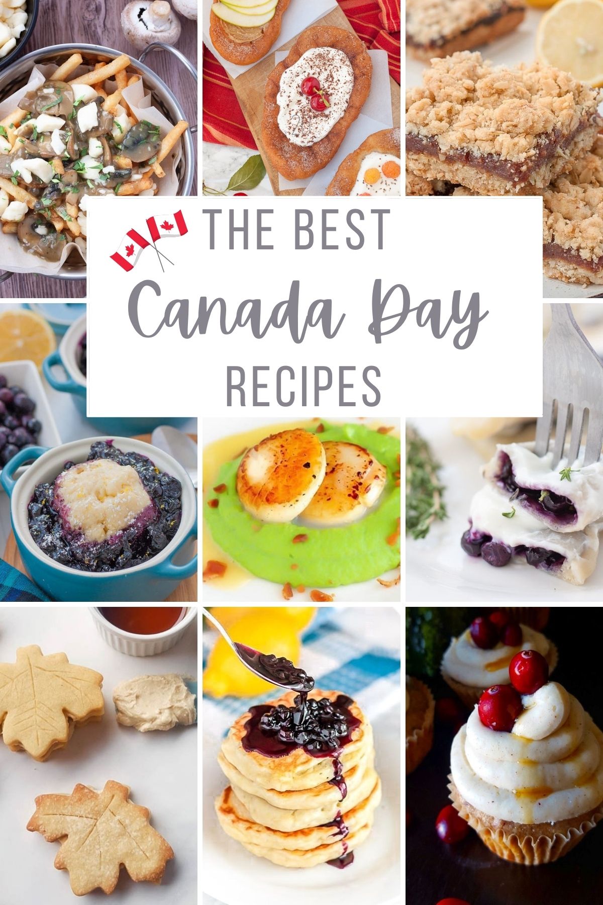 picture collage of Canada Day Food Ideas and recipes