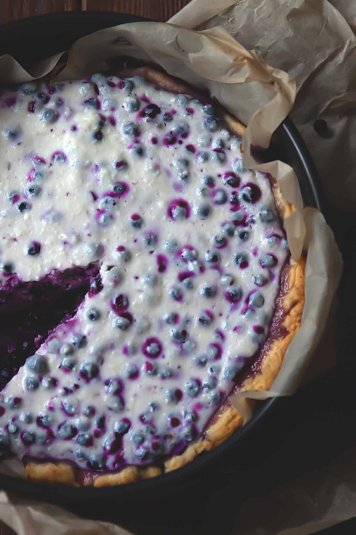 Finnische Blaubeer Tarte mit Vanillecreme und Mürbeteig