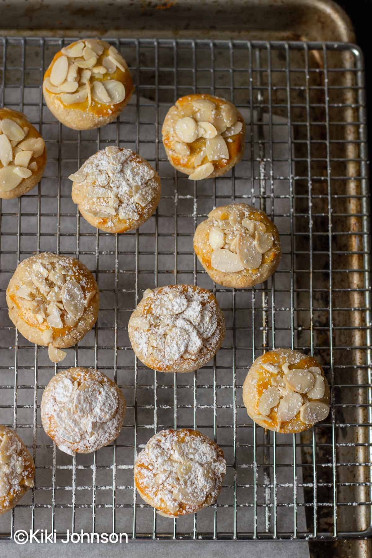 soft German Almond Paste Cookies on a cooling rack