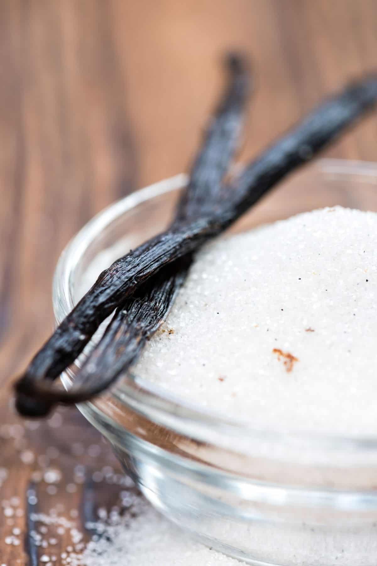 homemade german vanilla sugar in a jar