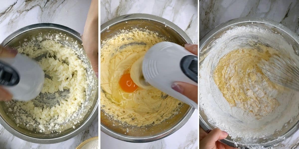 step by step instruction how to cream butter and sugar to make peach kuchen