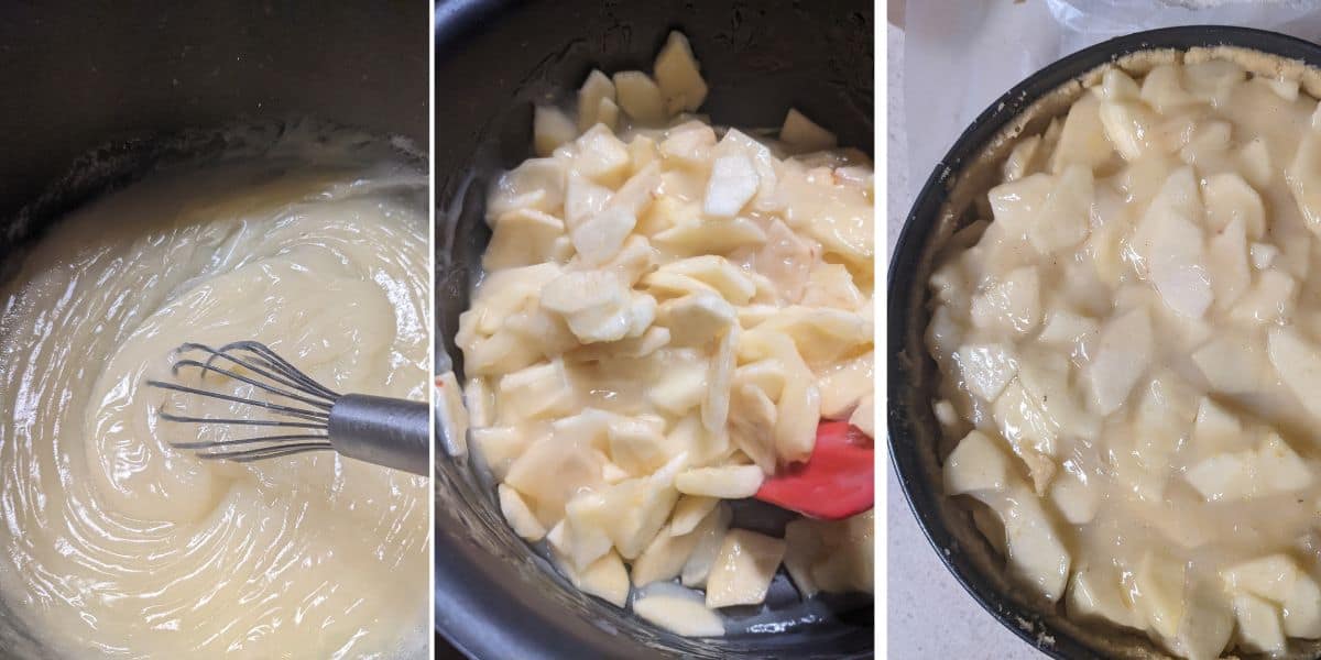step by step instructions how to make apple wine custard for German apple cider cake 