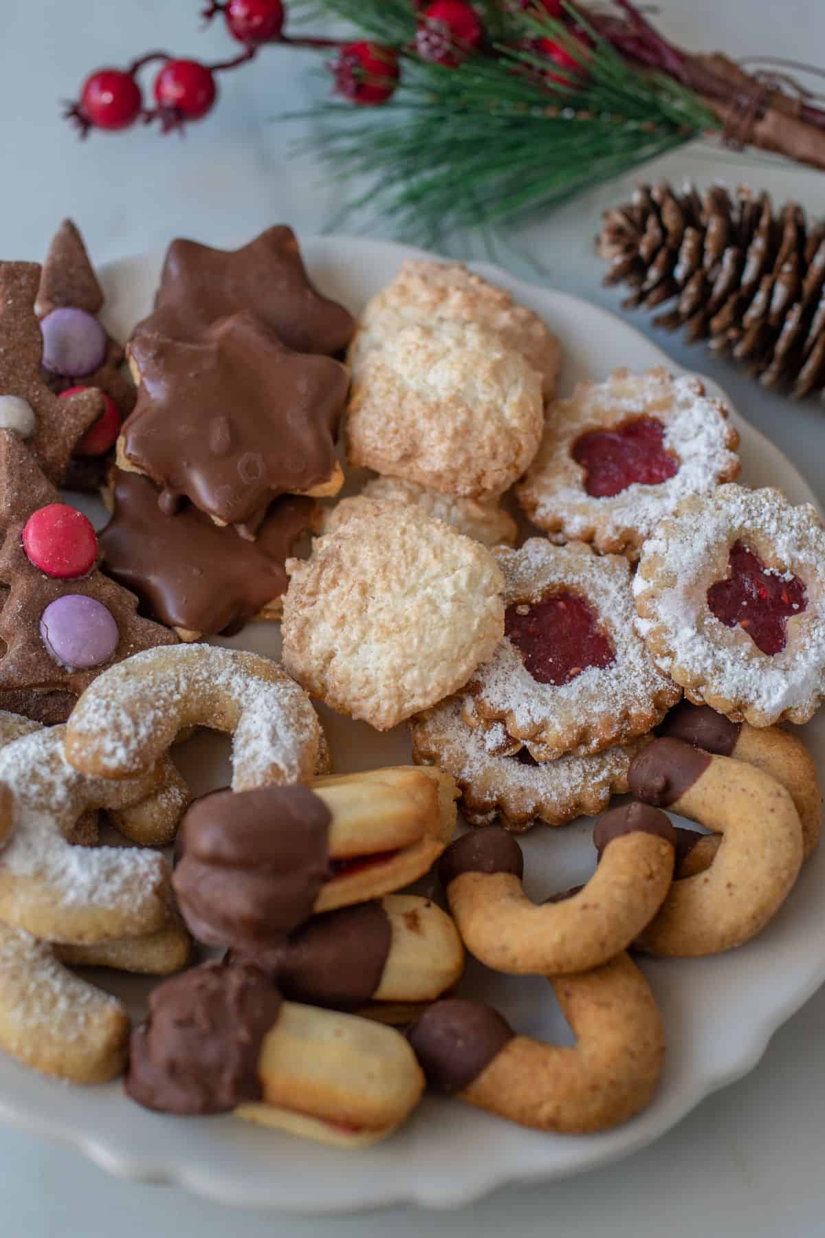 a plate with traditional German Christmas Cookies 