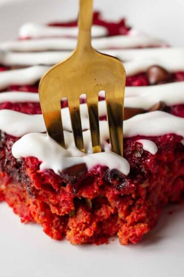 a square of high protein beet oatmeal bake