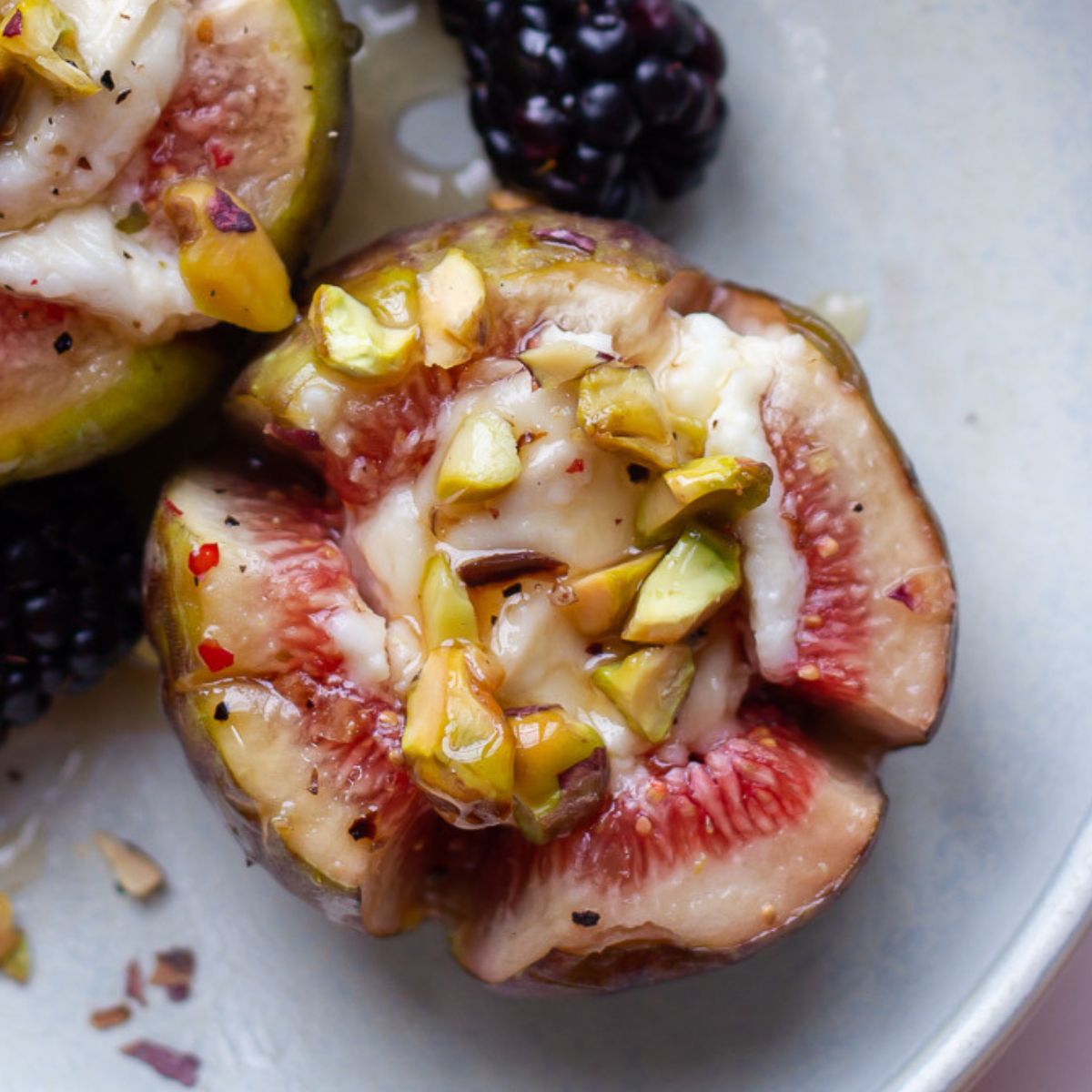 Roasted Stuffed Figs with Goat Cheese, Honey & Pistachios