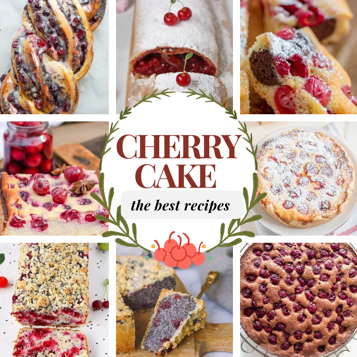 collection of pics of fresh cherry cakes