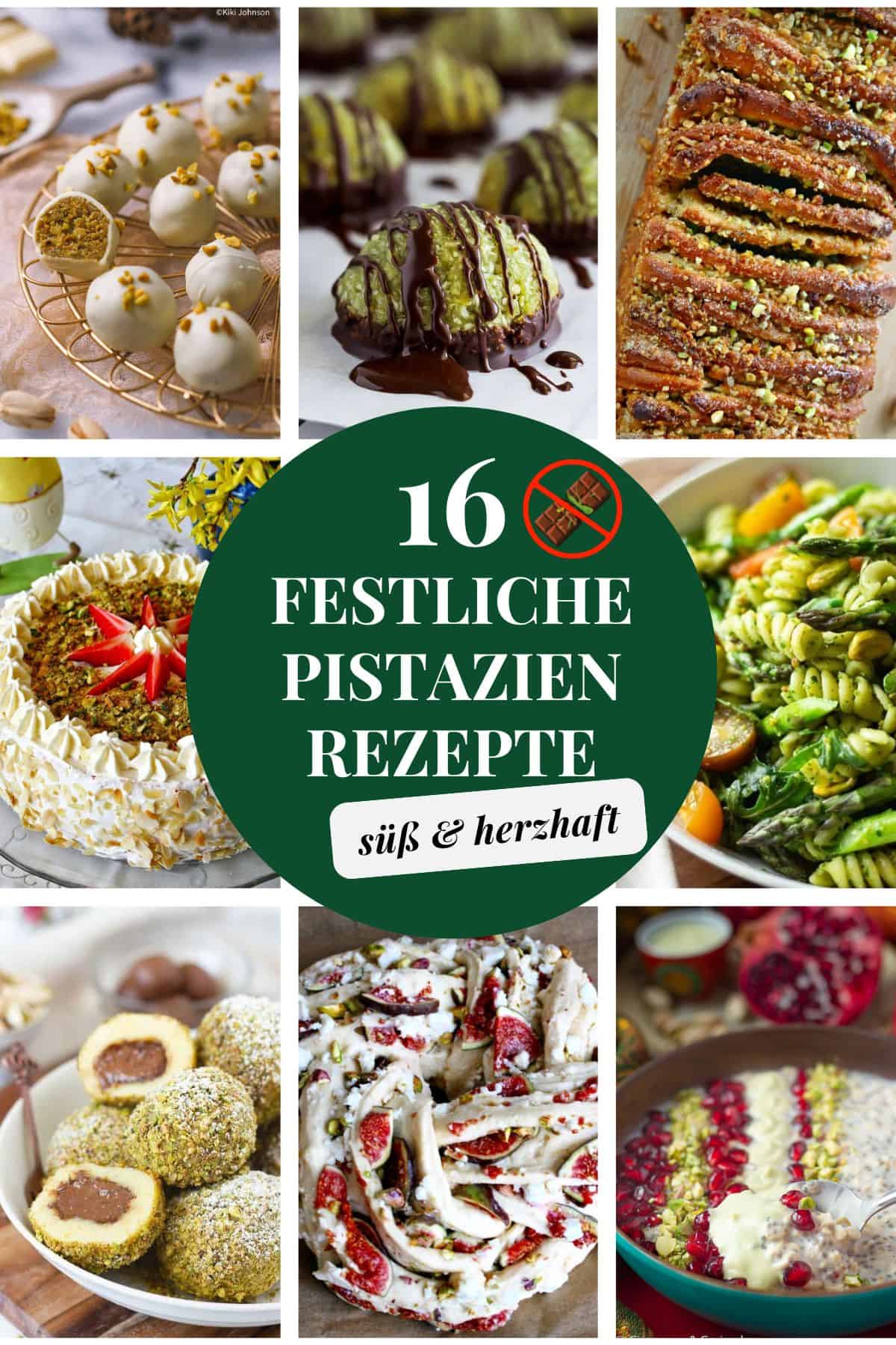 Bildergallerie von verschiedenen süssen und herzhaften Pistazien rezepten