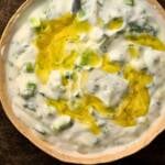 a bowl with homemade tzatziki with greek yogurt