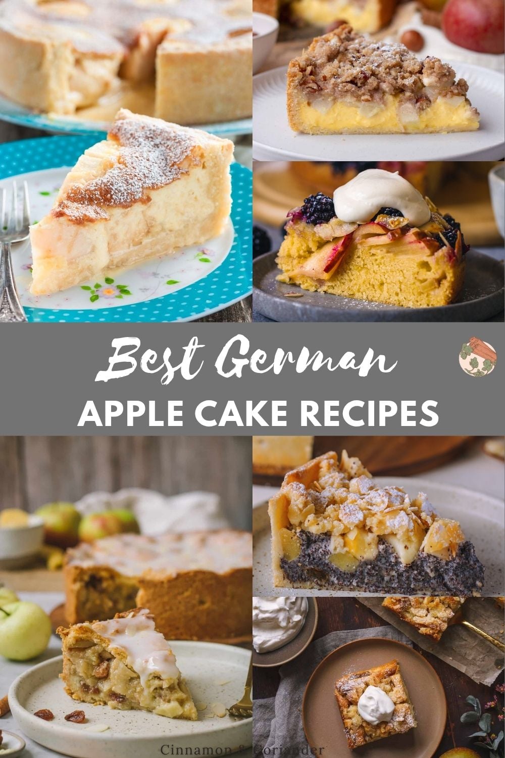 collection of German apple cake pictures in a collage